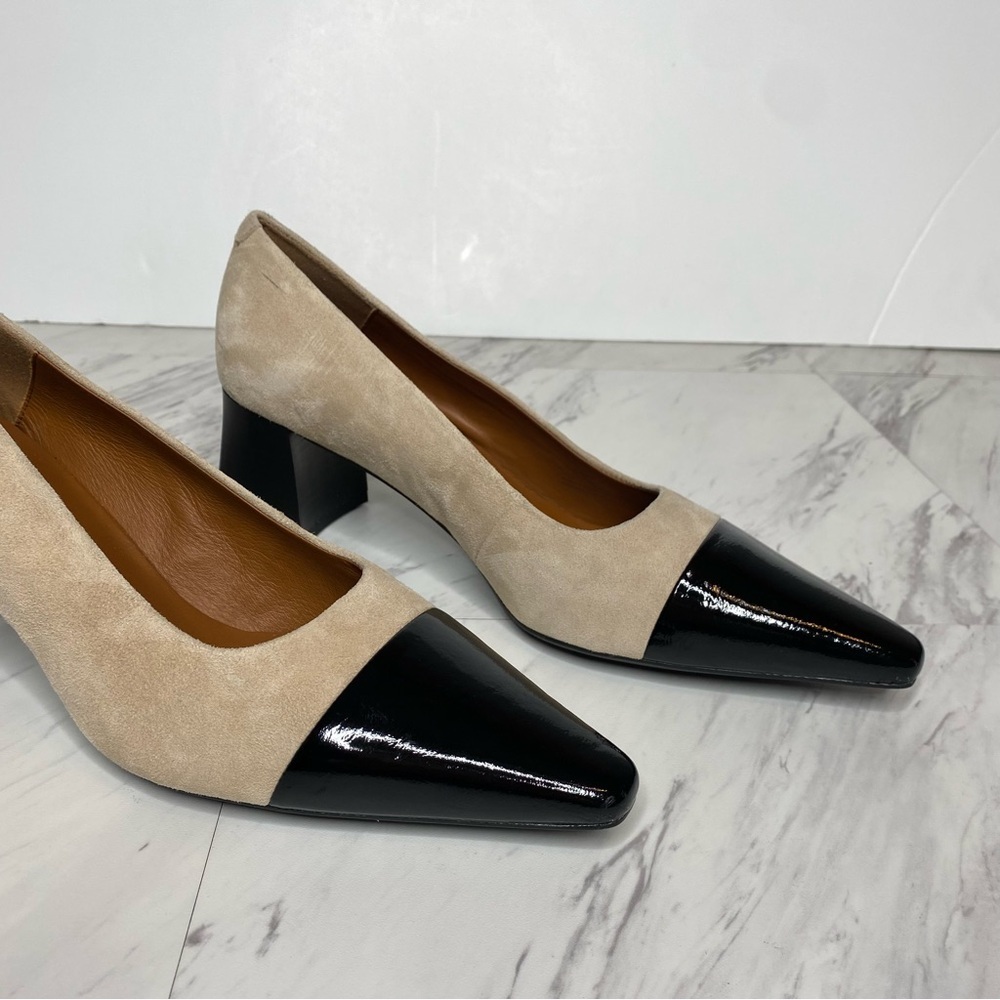 New! Vagabond Altea Beige Suede Black Patent Pointed Toe Pump 10 / 40 - Picture 10 of 15